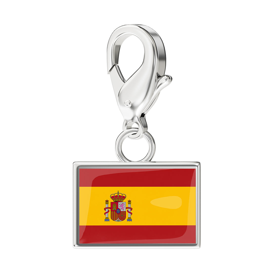 Spain Flag Charm - Silver