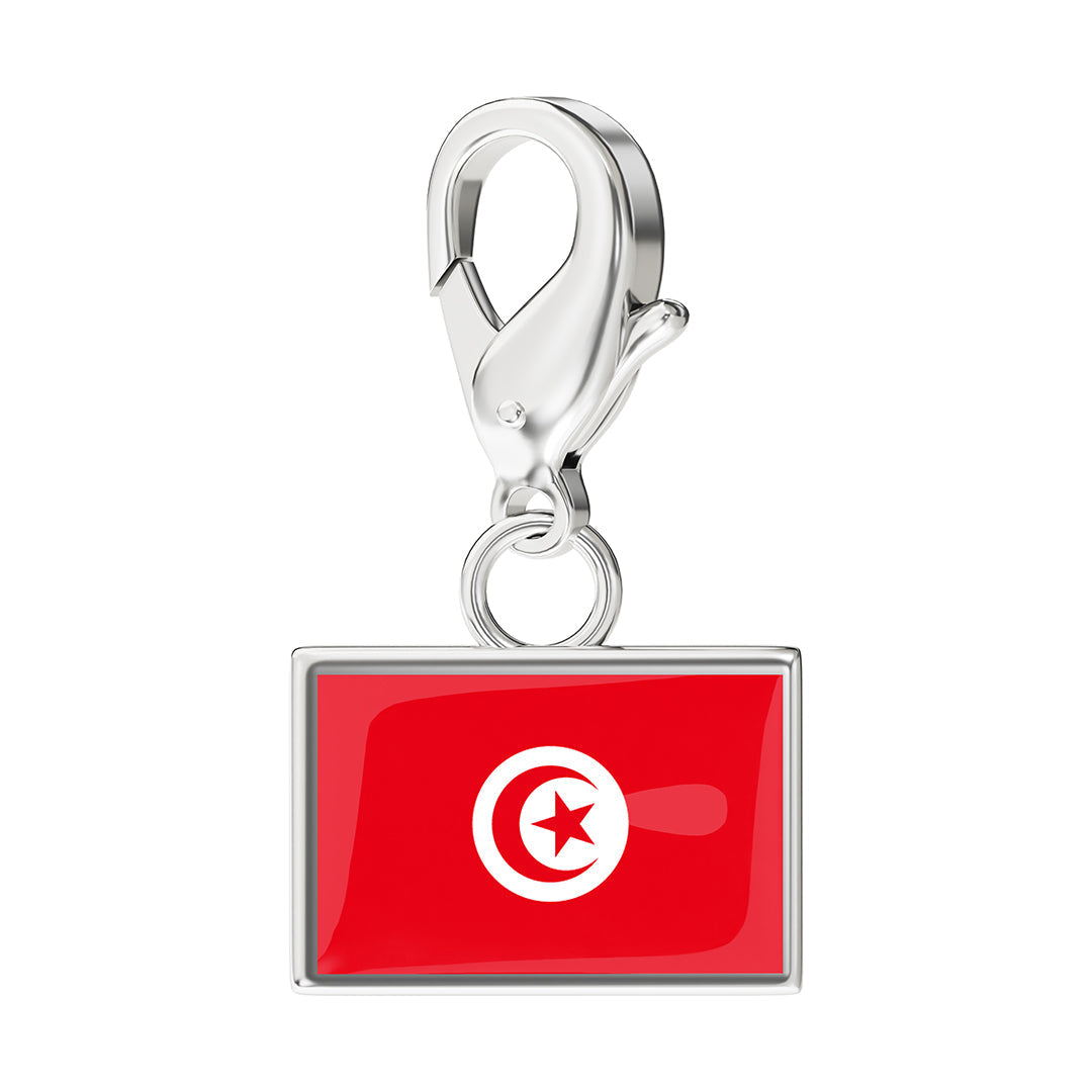 Tunisia Flag Charm - Silver