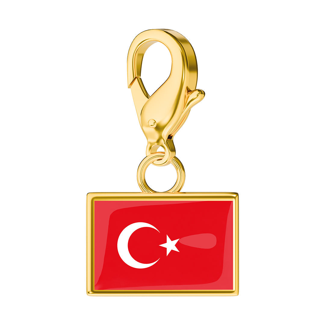 Turkey Flag Charm - Gold