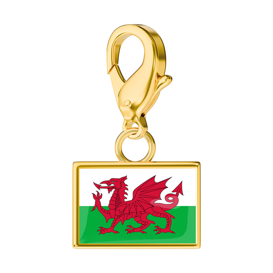 Wales Flag Charm - Gold