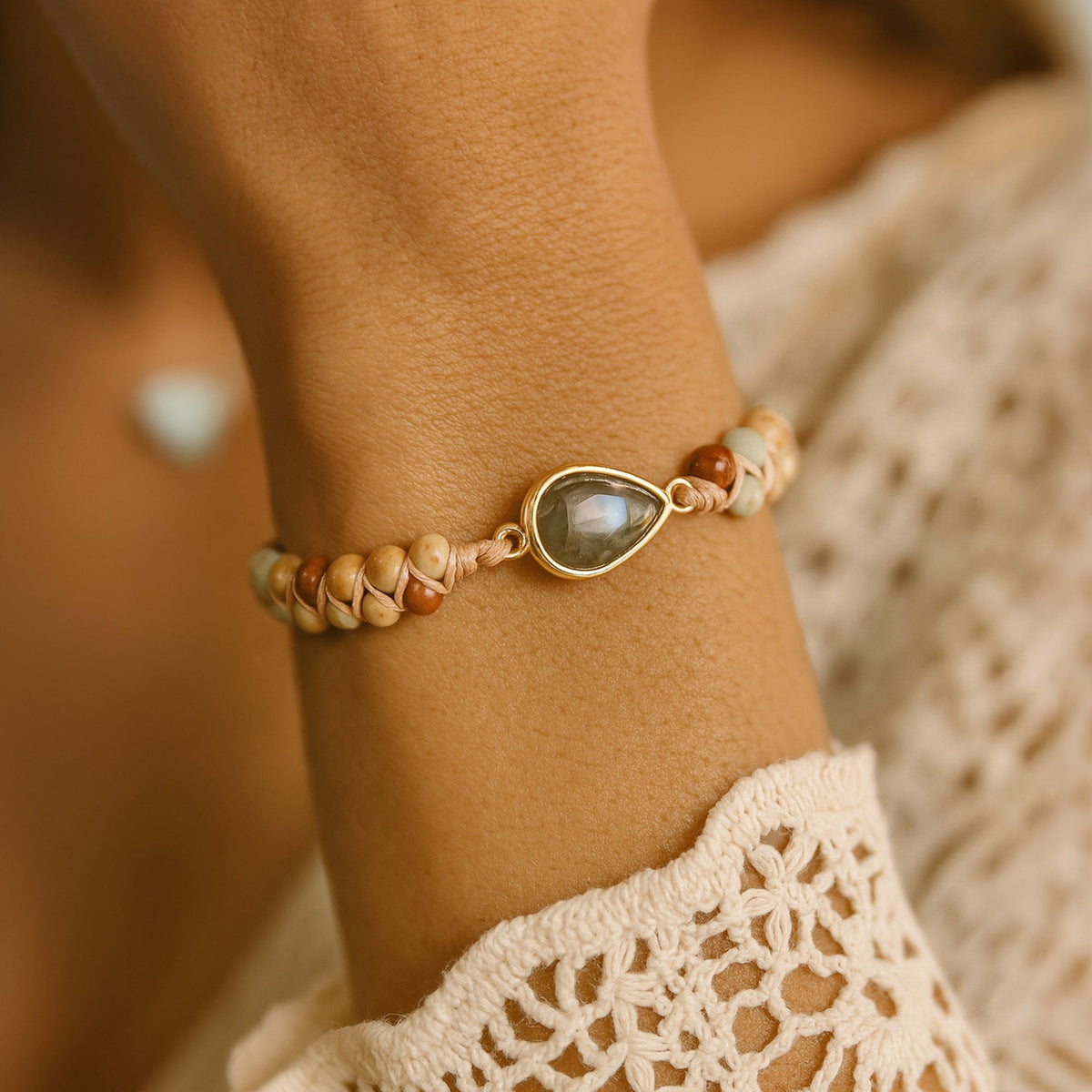 "Boldness" Braided Bracelet in Jasper & Labradorite