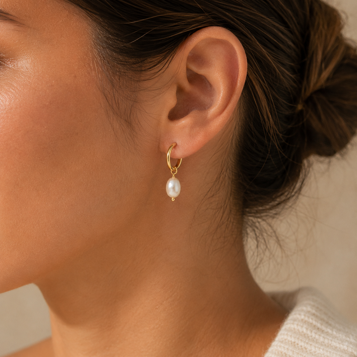 Freshwater Pearl Hoop Earrings