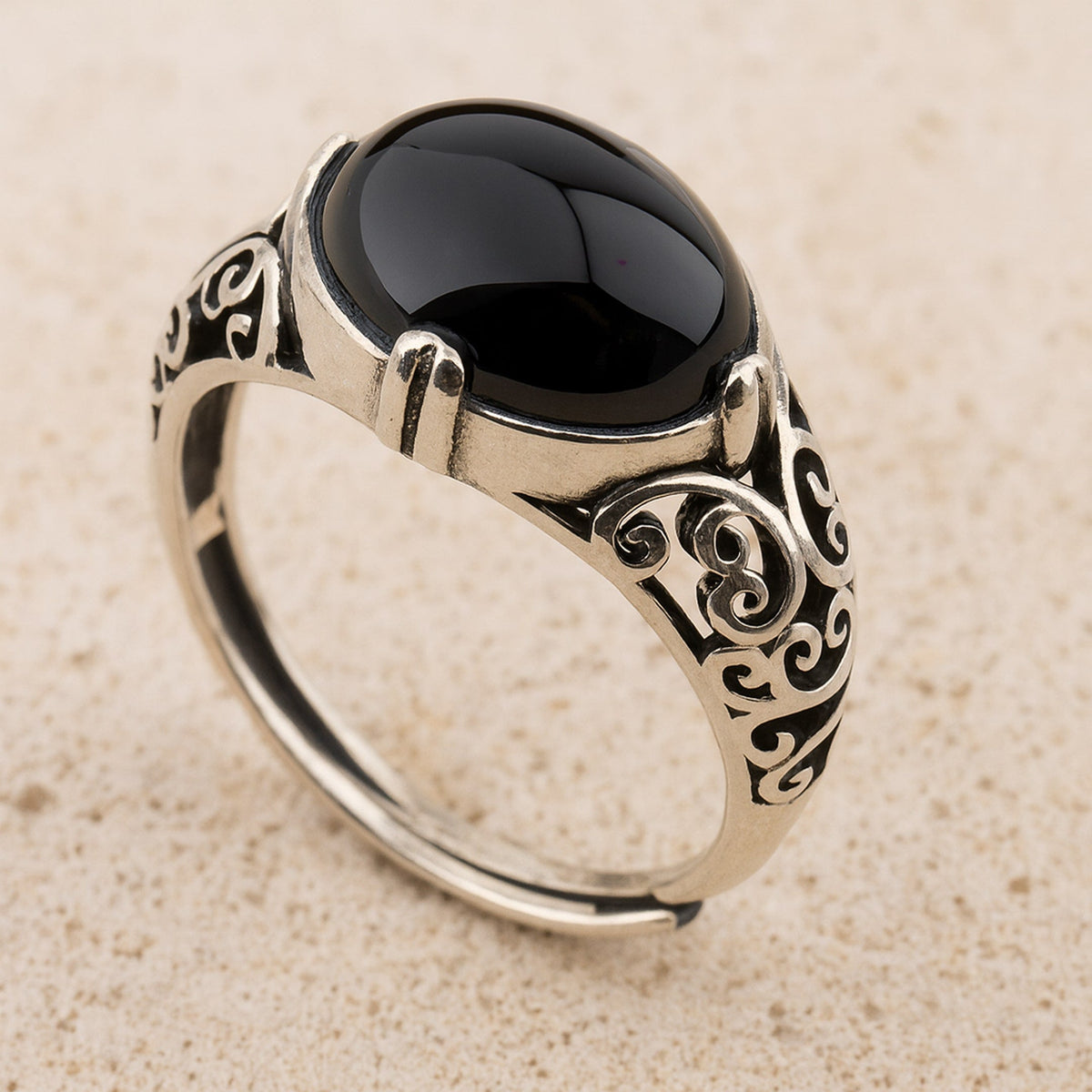 "Grounded Serenity" Ring in Black Agate