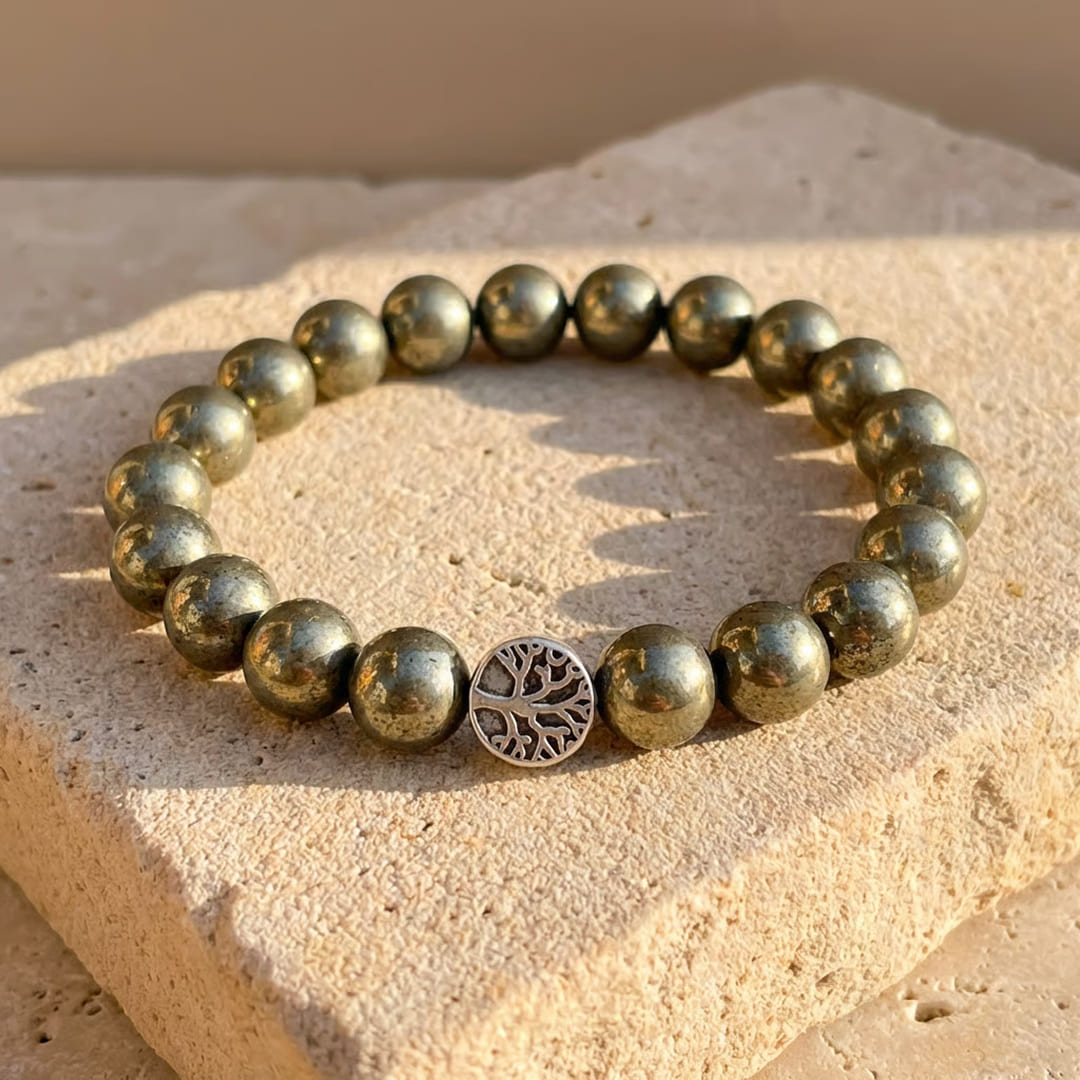 Shield of Prosperity Bracelet in Pyrite
