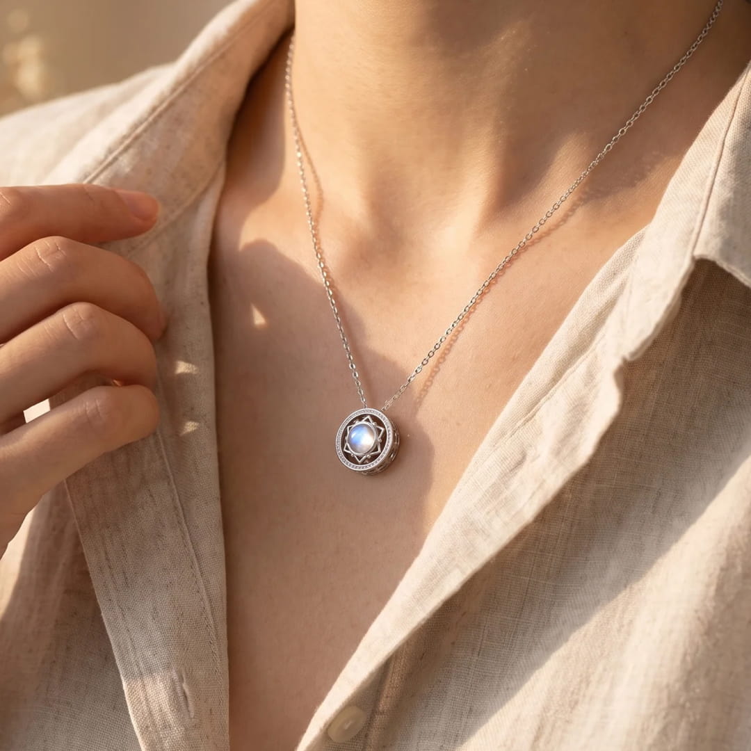"Gentleness of Emotions" Rotating Pendant in Moonstone