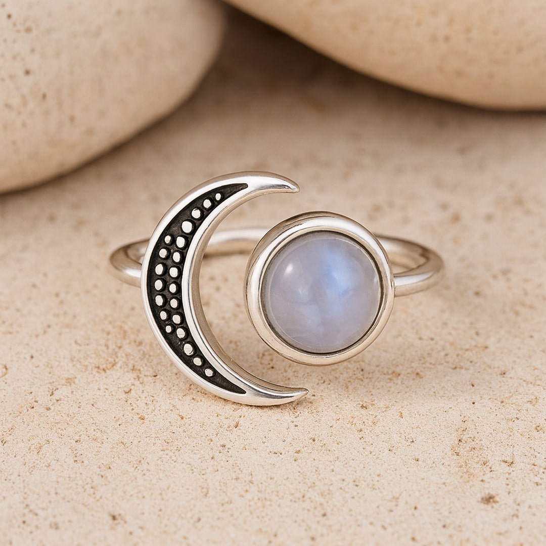 "Selene" Adjustable Ring in Moonstone