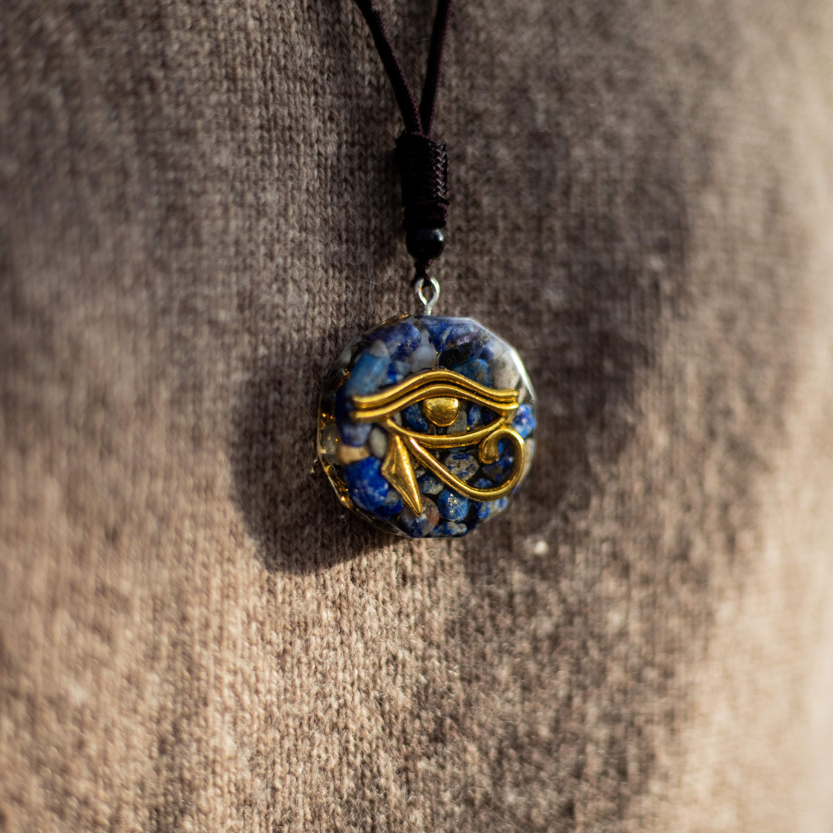 Eye of Horus Orgonite Pendant in Stone Chips