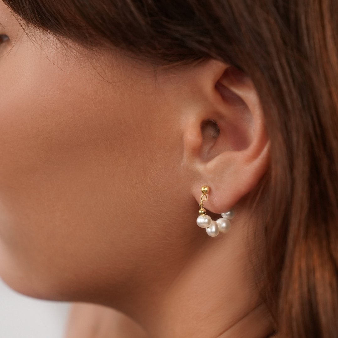 Elettra Pearl Row Hoops