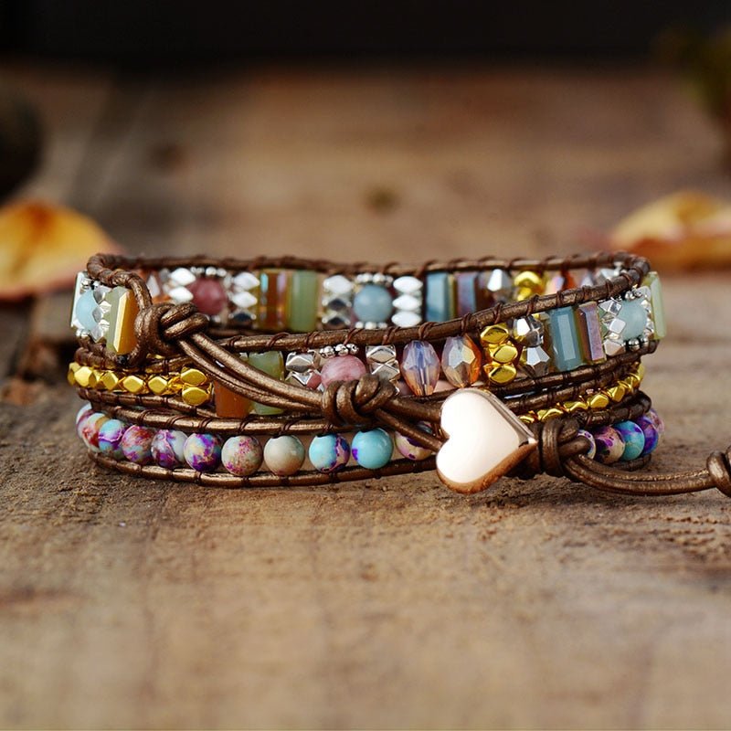 "Gentleness of the Heart" Wrap Bracelet in Rhodochrosite