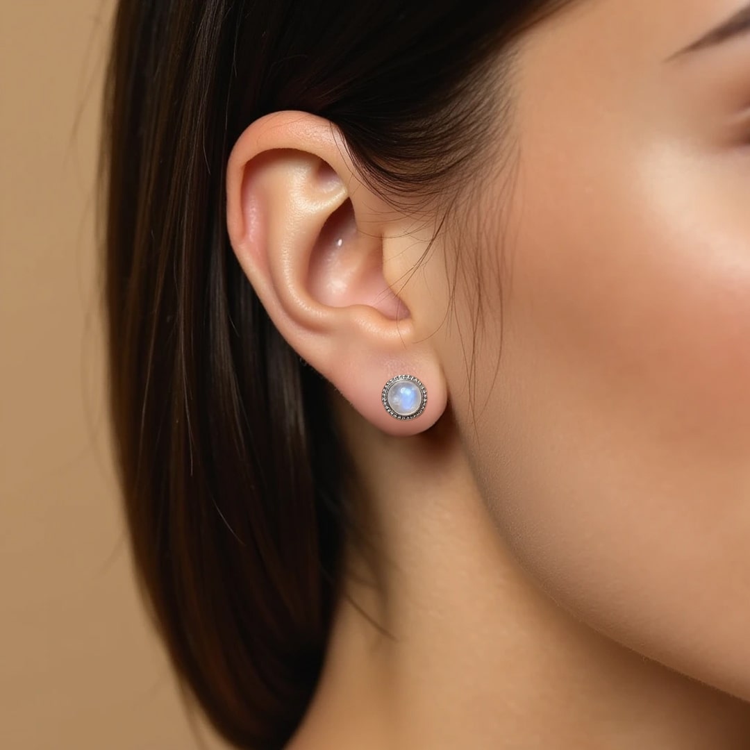 White Labradorite Stud Earrings