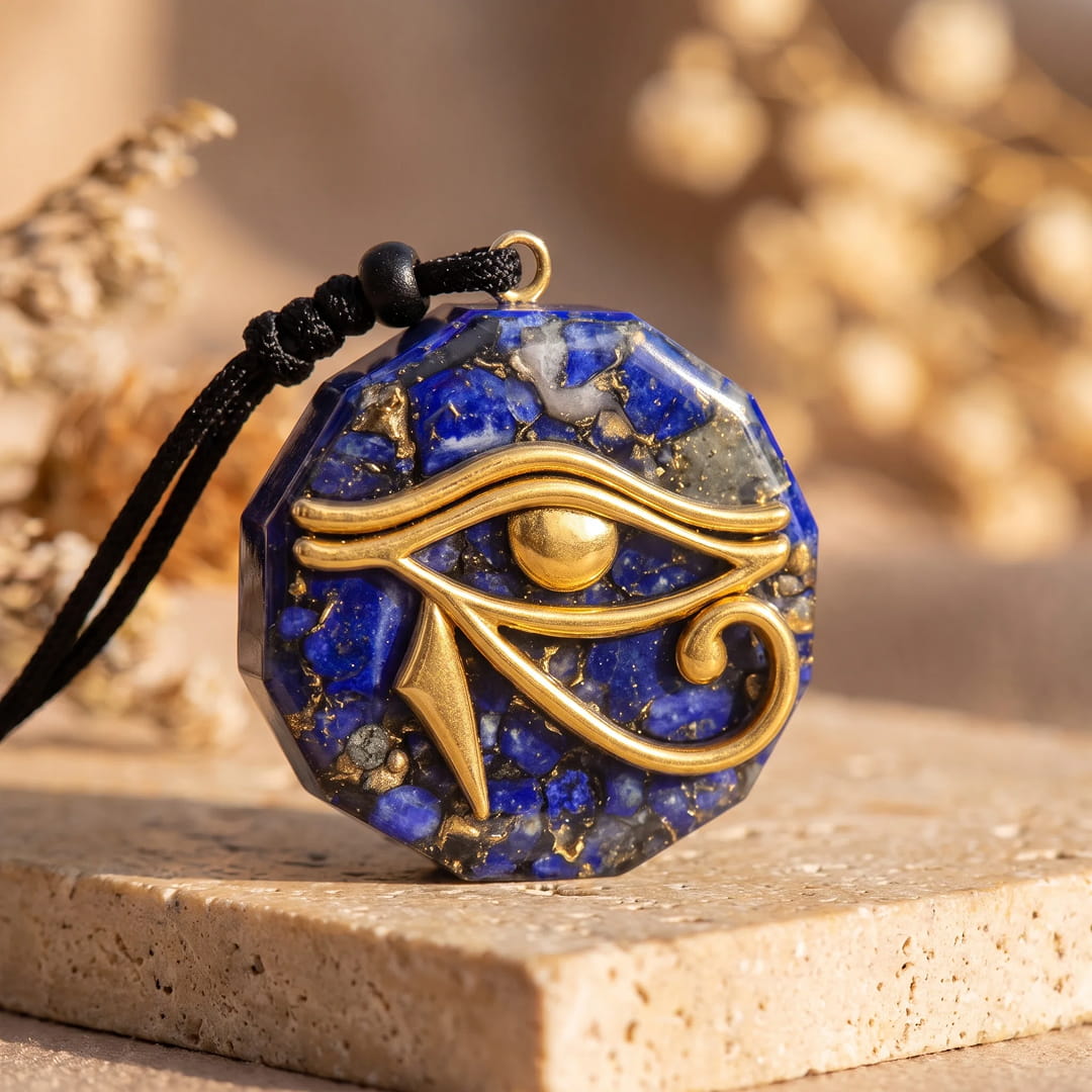 Eye of Horus Orgonite Pendant in Stone Chips