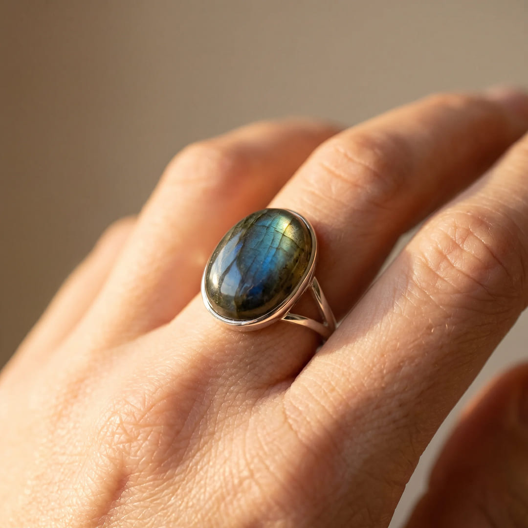"Tara" Adjustable Ring in Labradorite