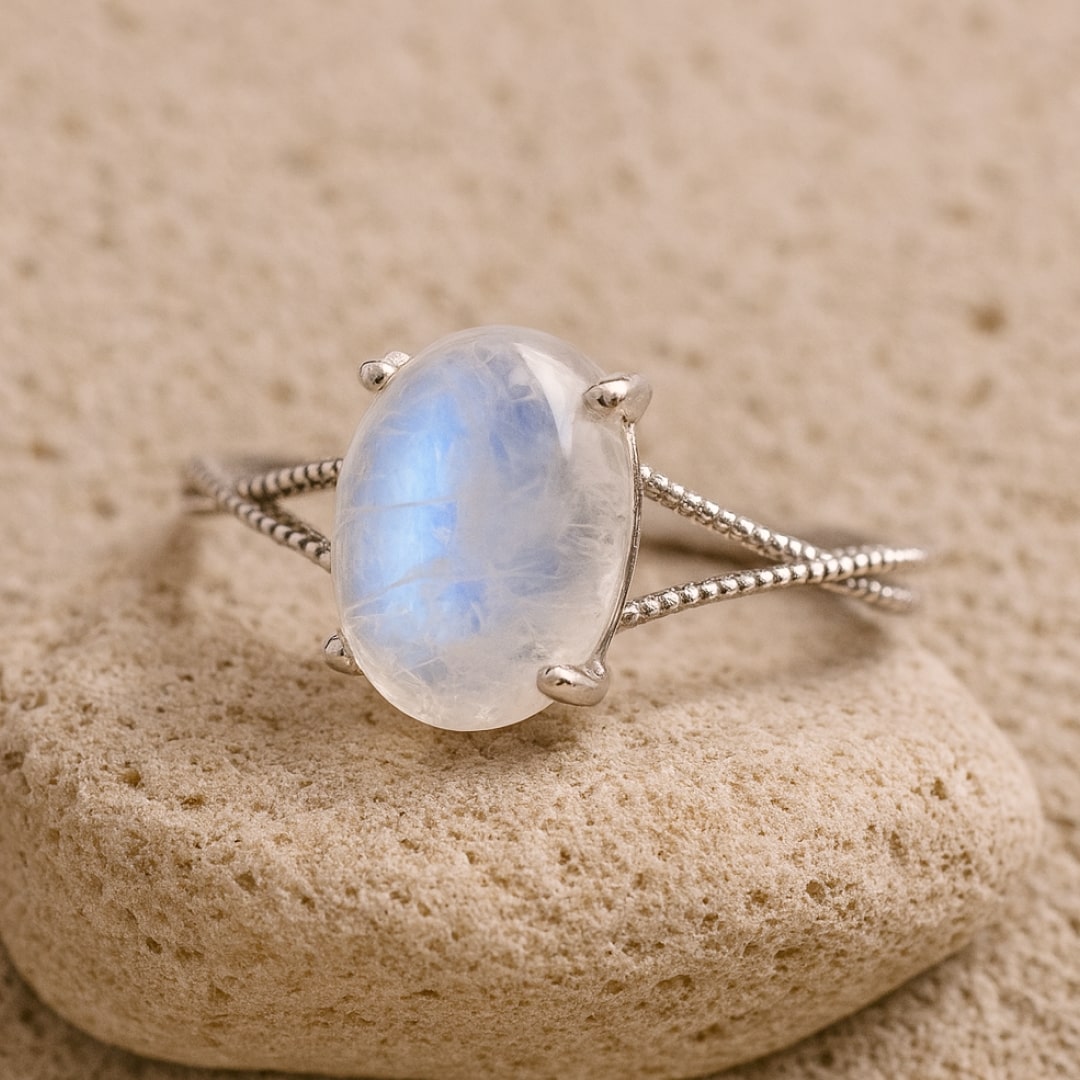 "Clarity of the Soul" Adjustable Ring in Moonstone