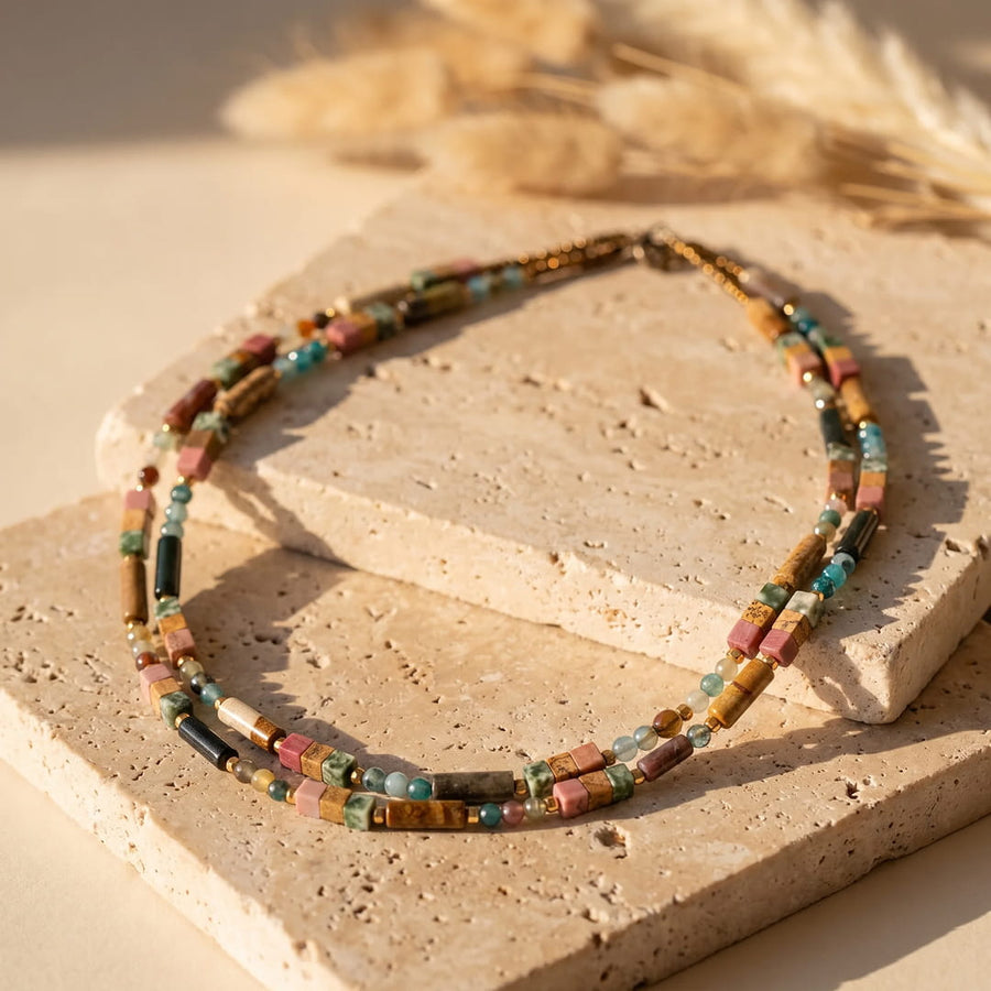 Boho Chic Necklace in Natural Stones