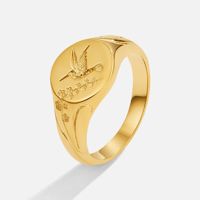 Lucia Hummingbird Signet Ring