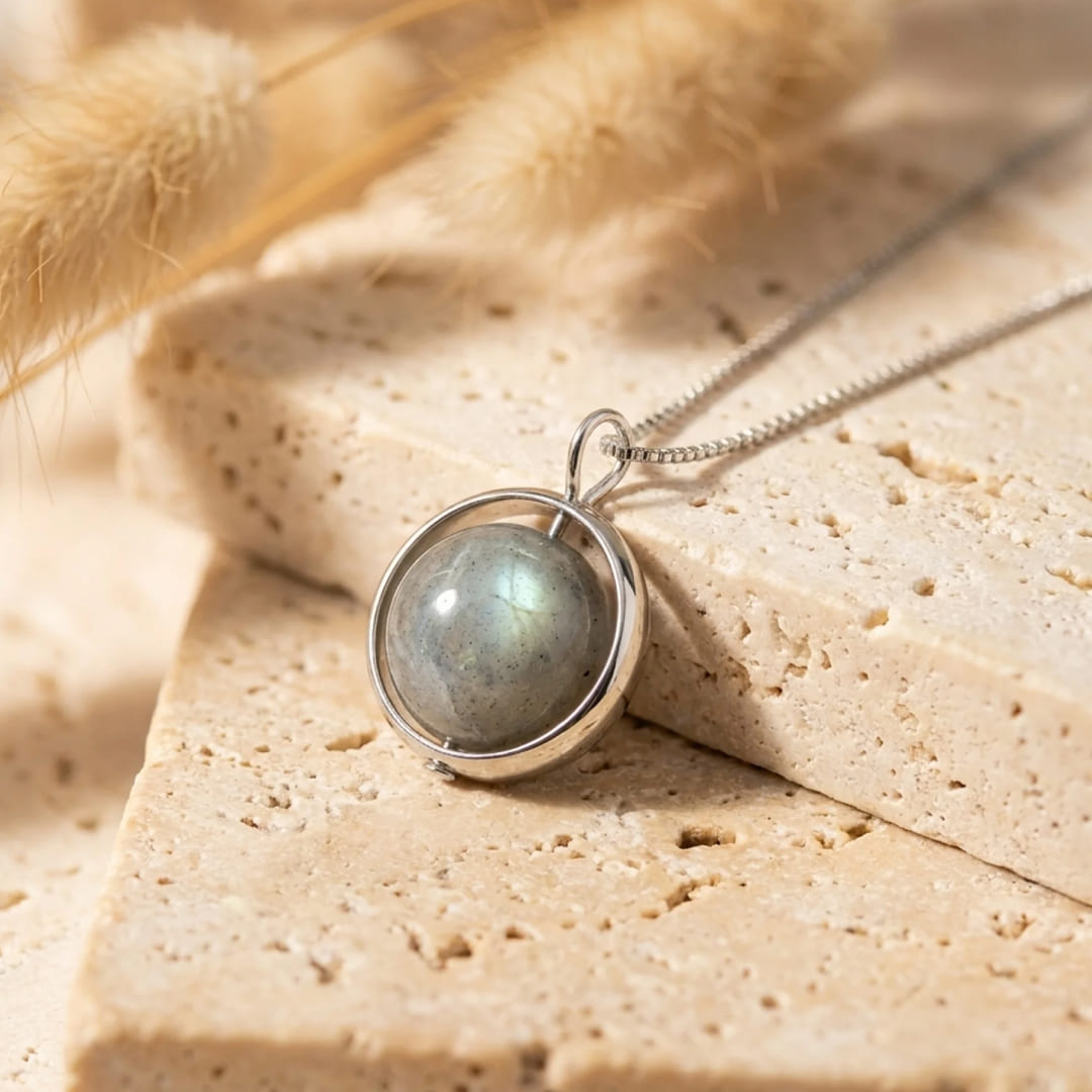 "Fine Bead" Pendant in Labradorite