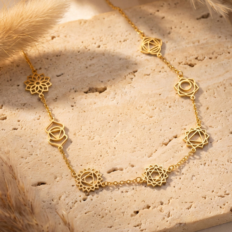 7 Chakras Necklace - Engraved Symbols