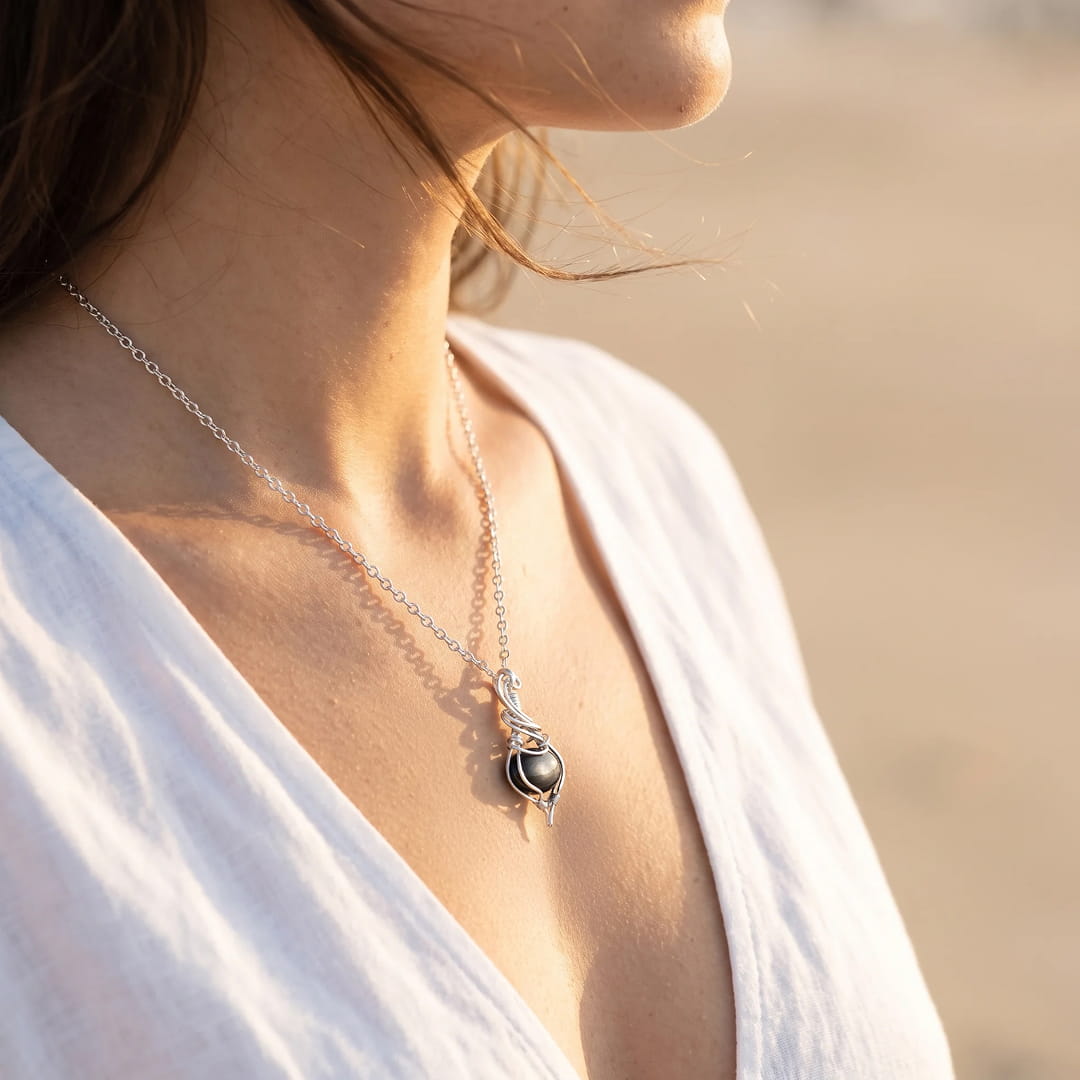 "Nocturnal Serenity" Pendant in Silver Obsidian