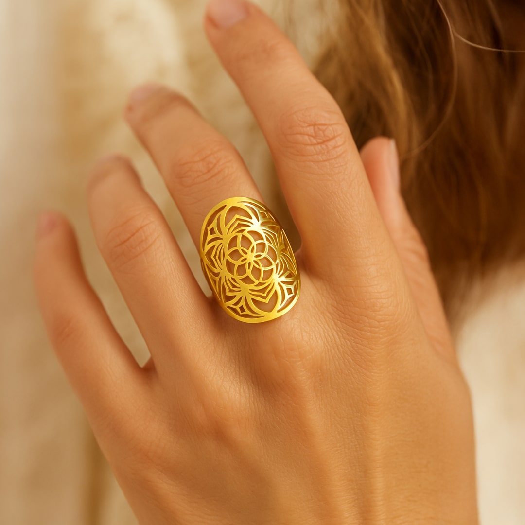"Mandala Flower" Adjustable Ring