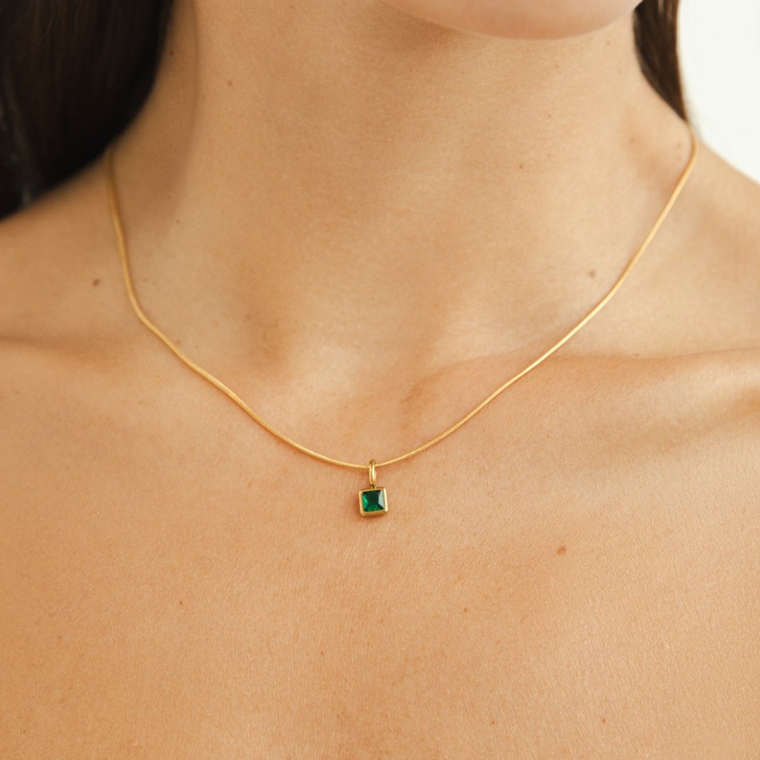 Benedetta Square Birthstone Necklace