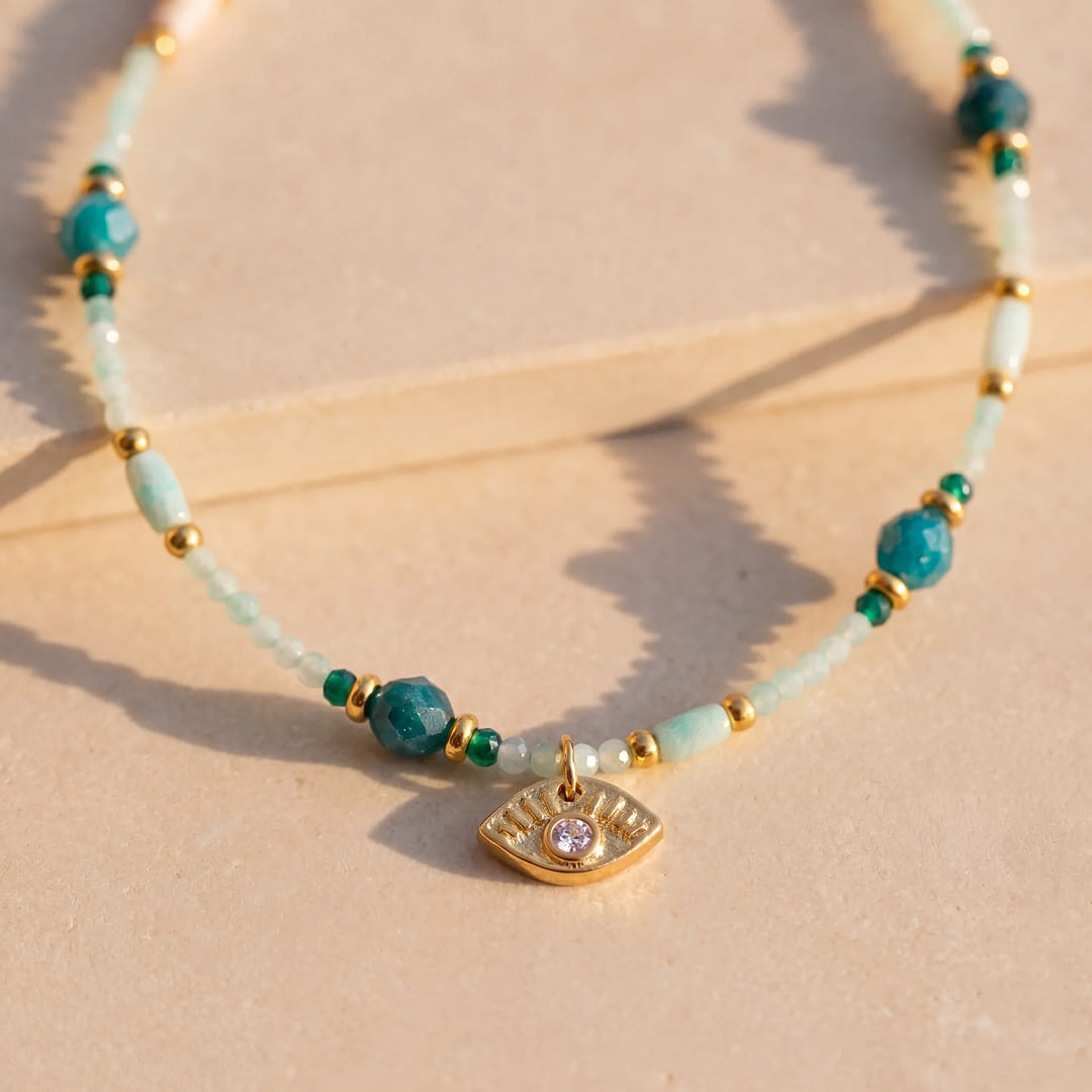 "Gaze of Serenity" Necklace in Amazonite & Apatite