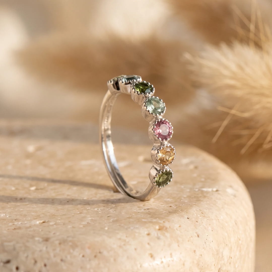 "Mangala" Adjustable Ring in Multicolor Tourmaline