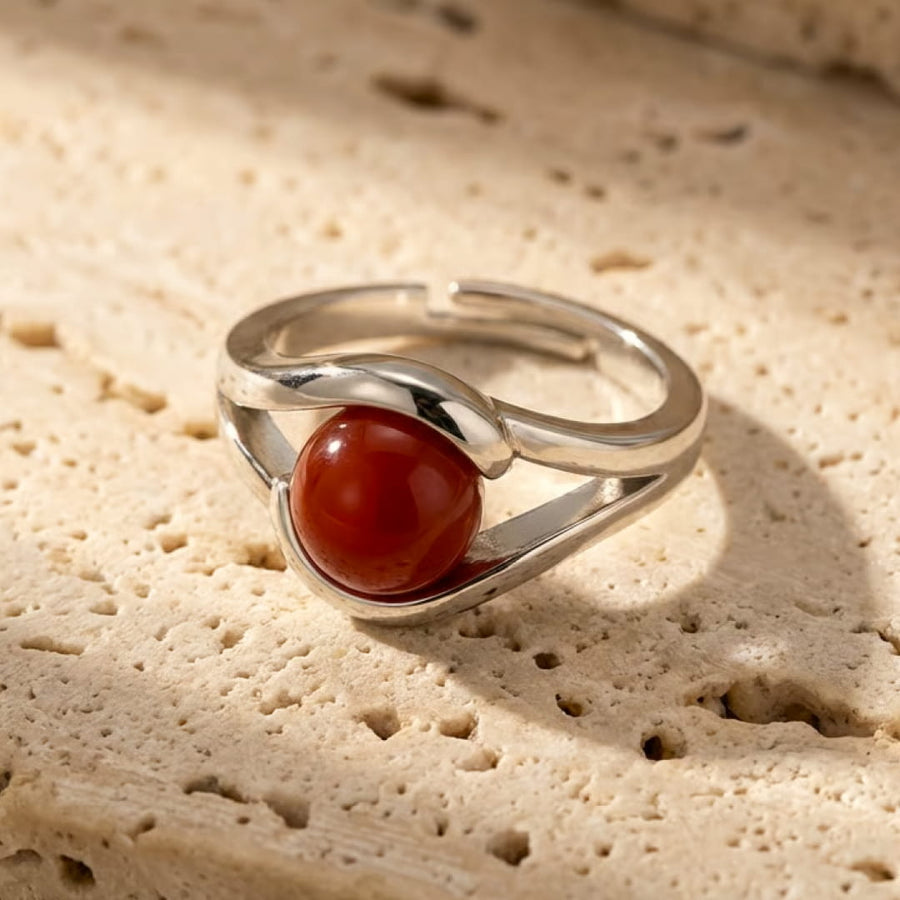 "Inner Drive" Adjustable Ring in Red Agate