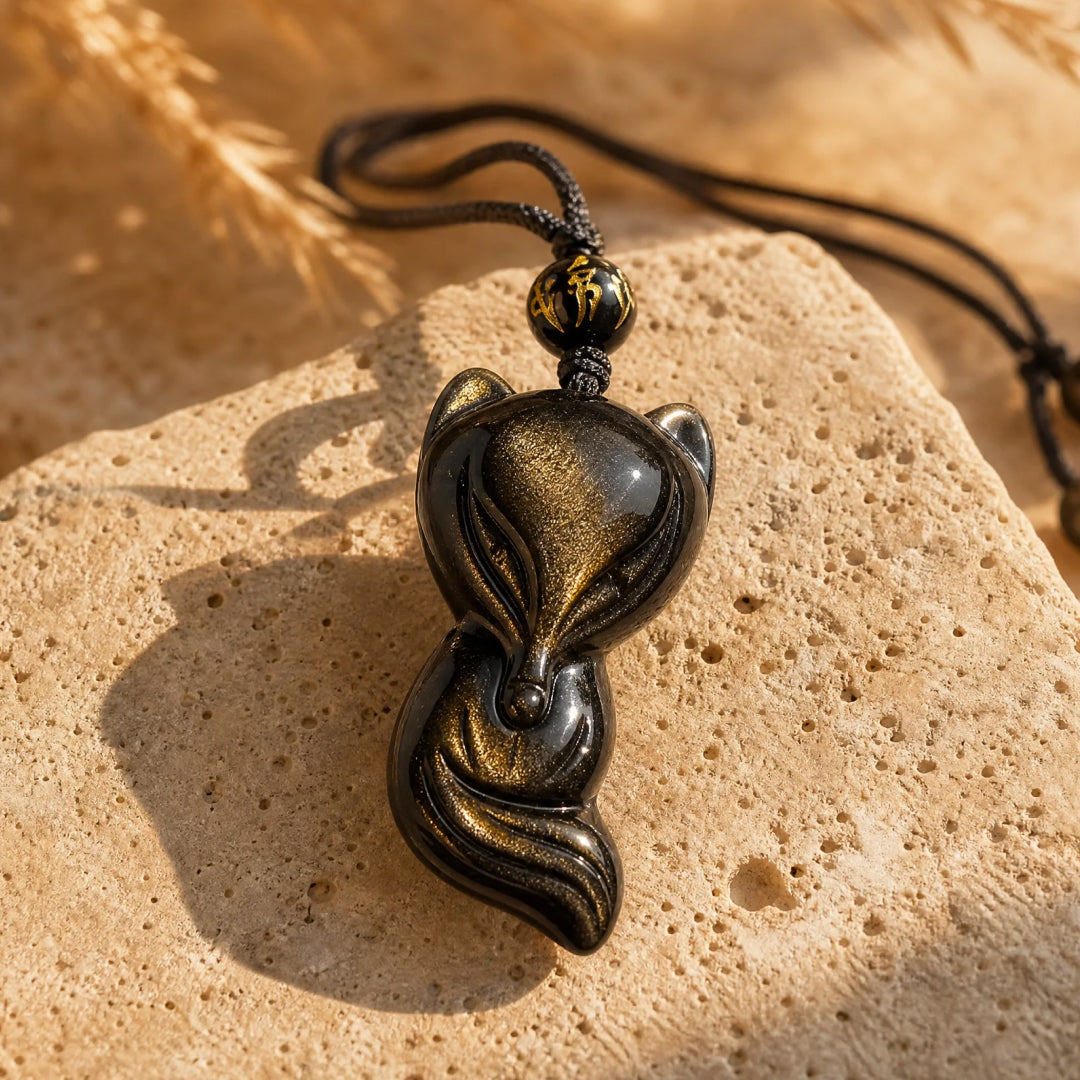 "Wise Fox" Pendant in Golden Obsidian