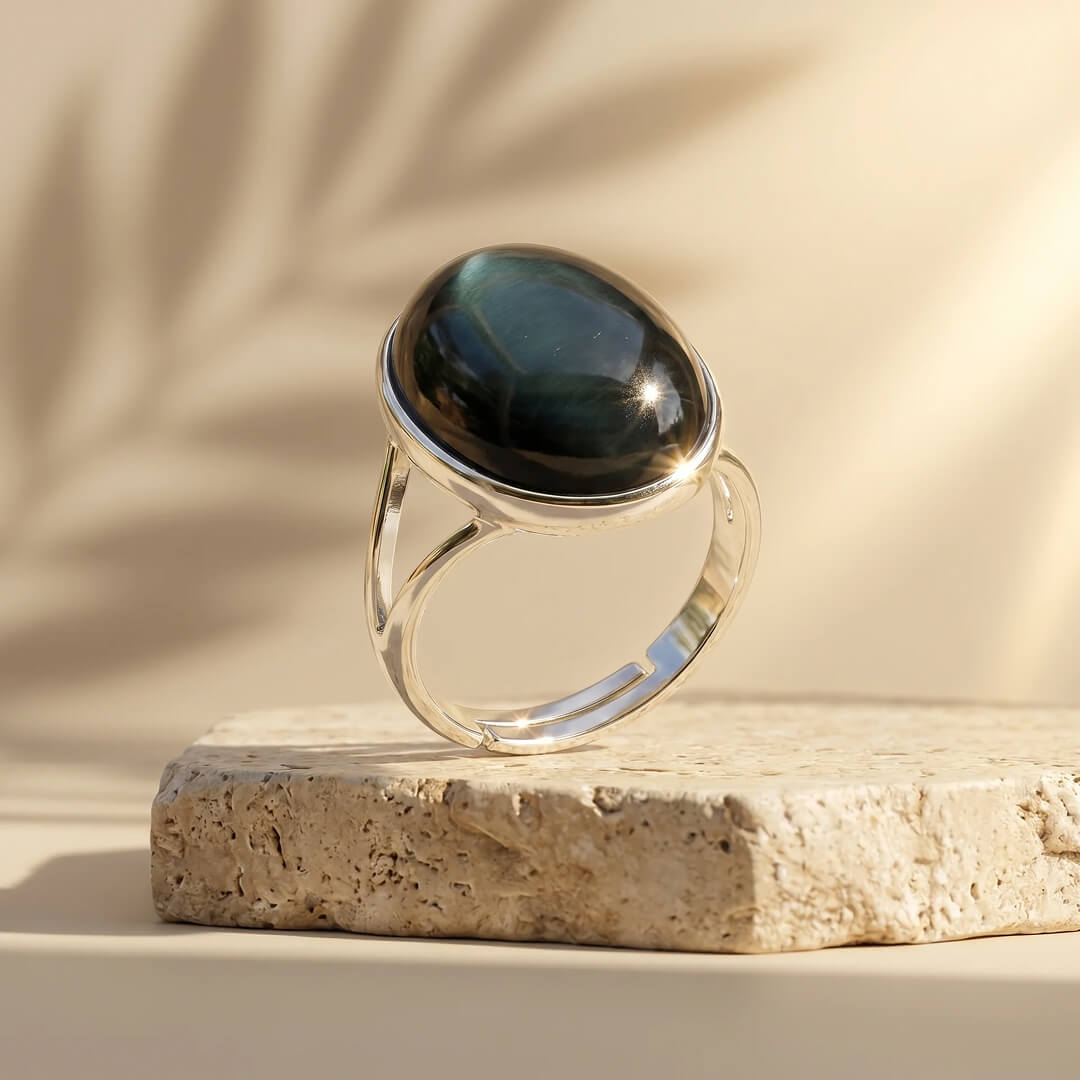 "Celestial Eye" Adjustable Ring in Obsidian