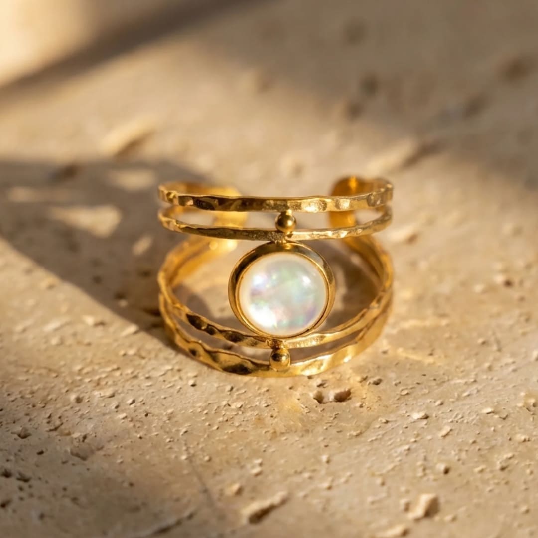 "Mother-of-Pearl Softness" Adjustable Ring
