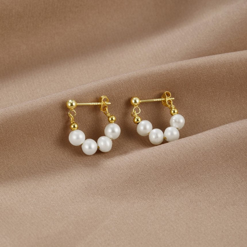 Elettra Pearl Row Hoops