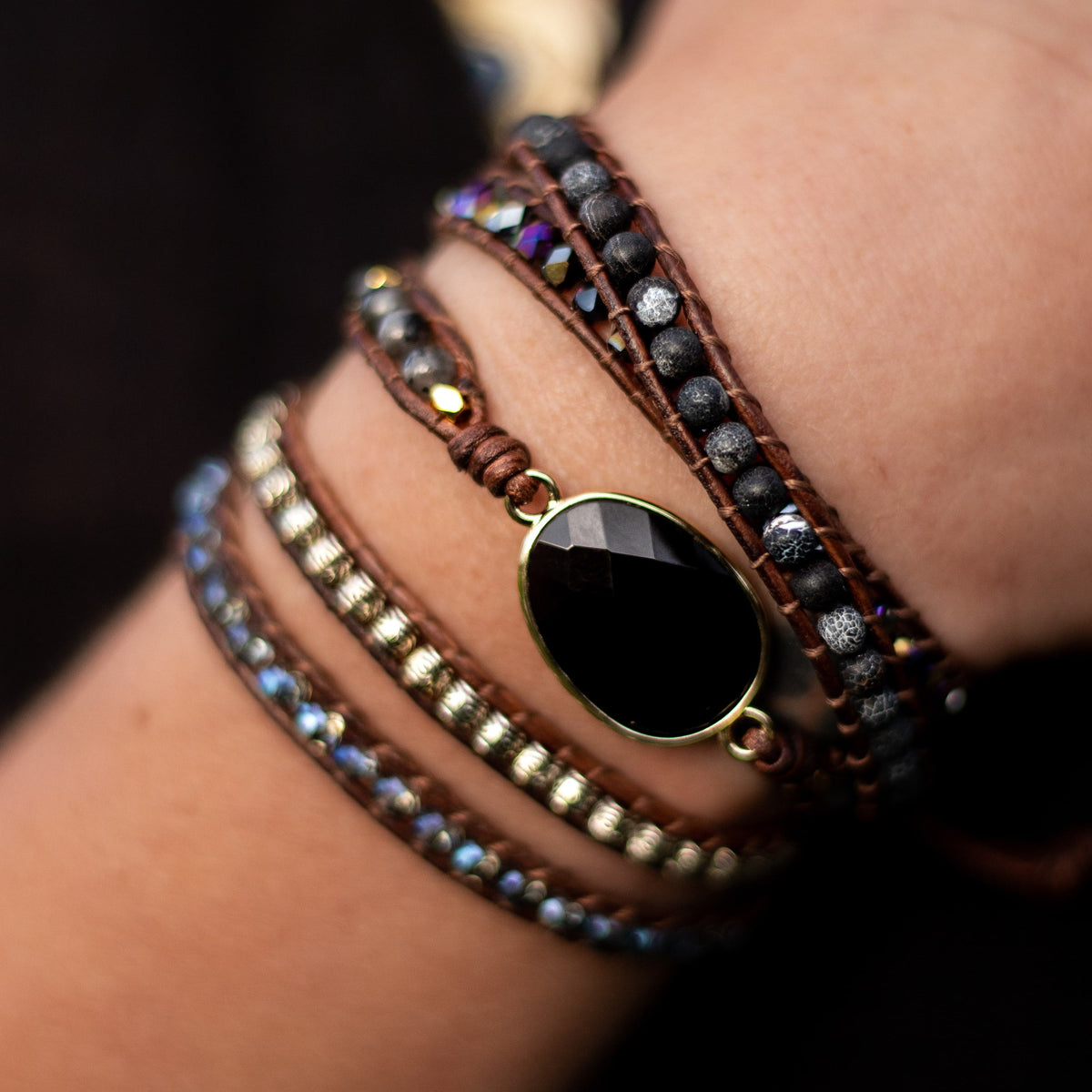 "Symbol of Mastery" Wrap Bracelet in Onyx
