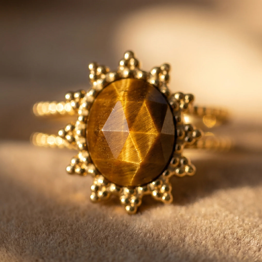 "Flower" Ring in Tiger's Eye
