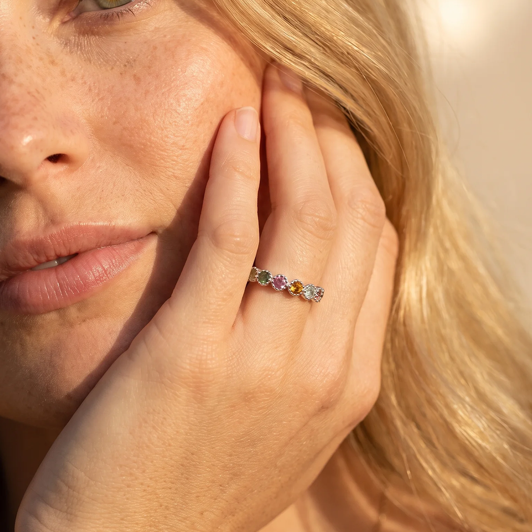 "Mangala" Adjustable Ring in Multicolor Tourmaline