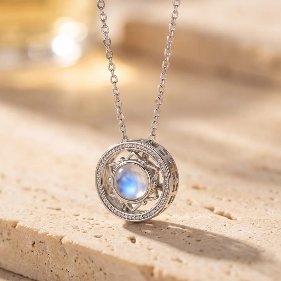 "Gentleness of Emotions" Rotating Pendant in Moonstone
