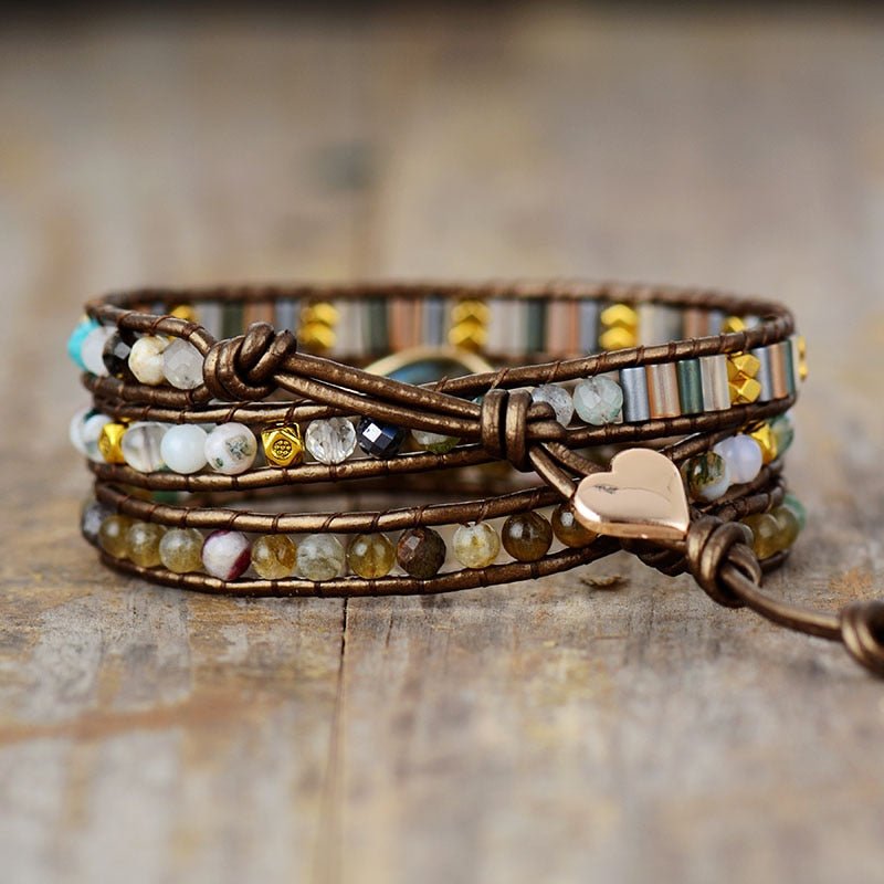 "Boreal Drop" Wrap Bracelet in Labradorite