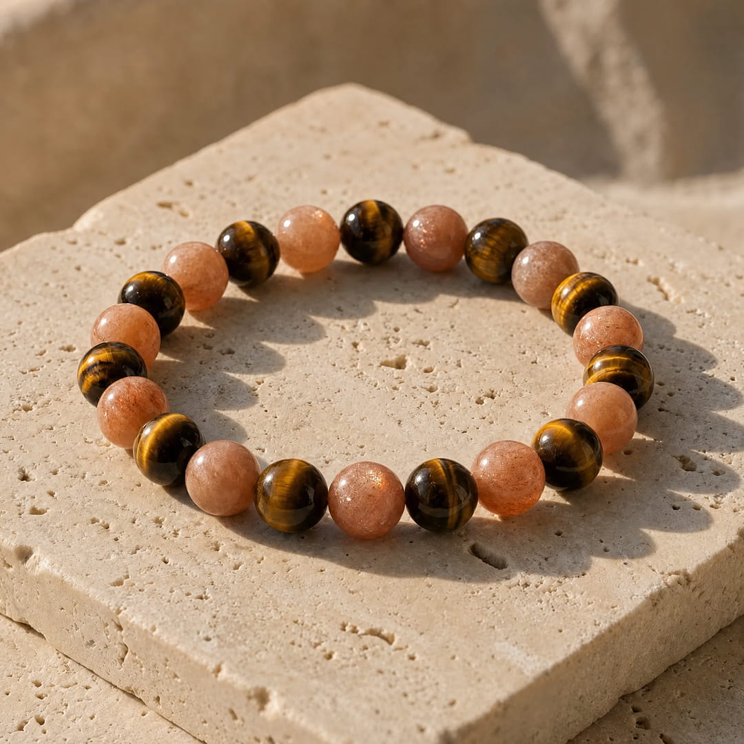 "Positive Momentum" Bracelet in Tiger's Eye & Sunstone