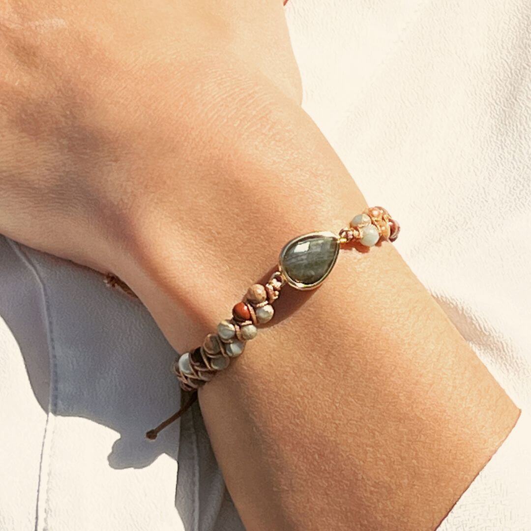 "Boldness" Braided Bracelet in Jasper & Labradorite