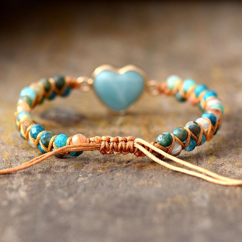 "Heart" Braided Bracelet in Amazonite