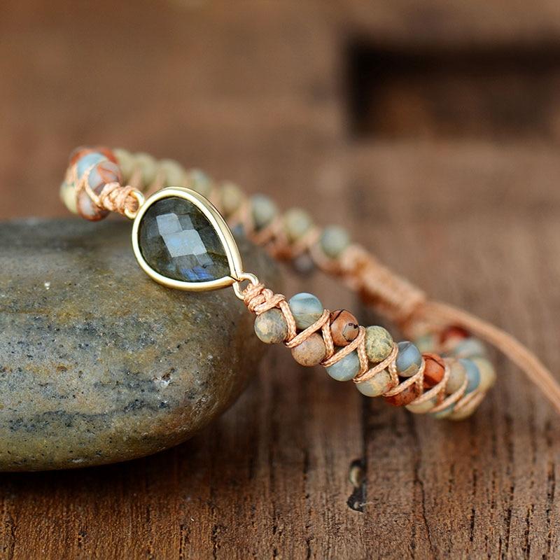 "Boldness" Braided Bracelet in Jasper & Labradorite