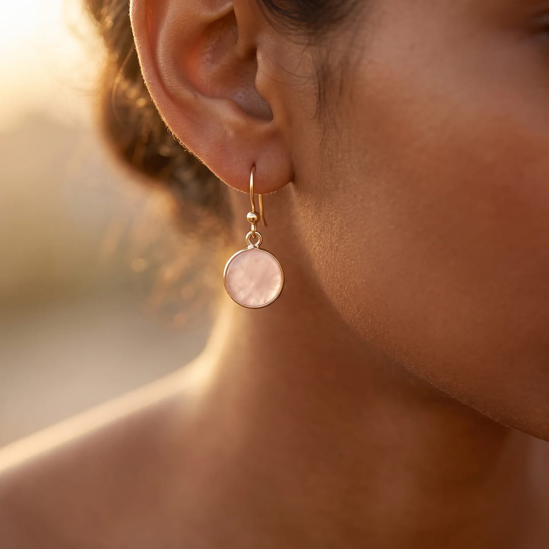 "Elegant Circle" Earrings in Natural Stones