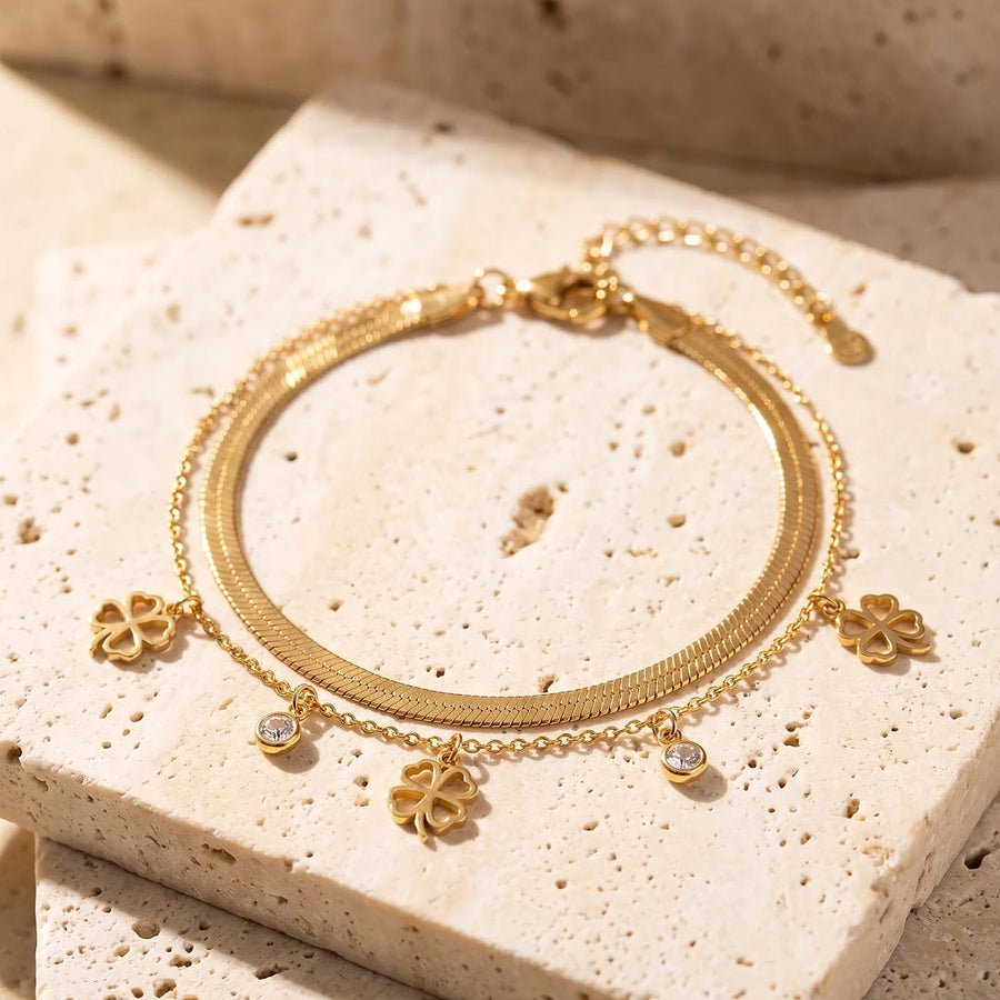 "Enchanted Clover" Bracelet - Gold / Silver Color