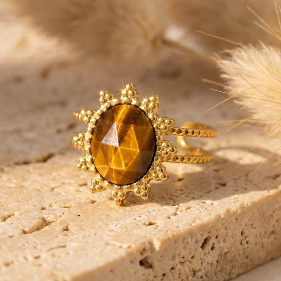 "Flower" Ring in Tiger's Eye