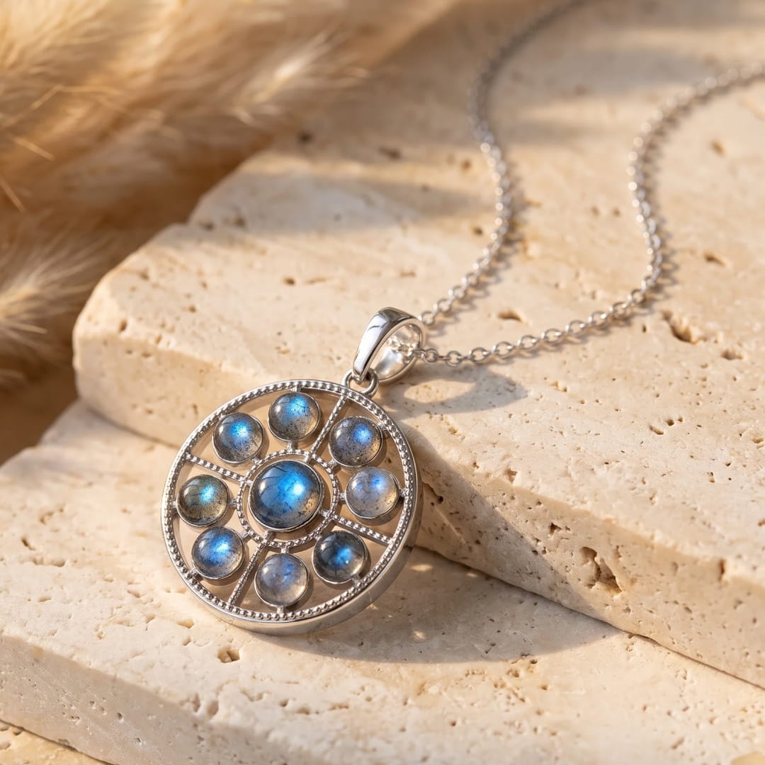 "Boreal Rosette" Pendant in Labradorite