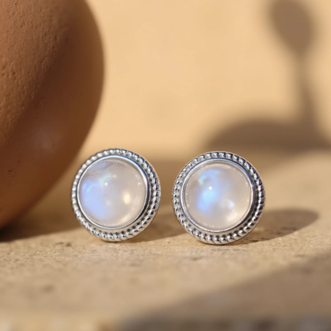 White Labradorite Stud Earrings