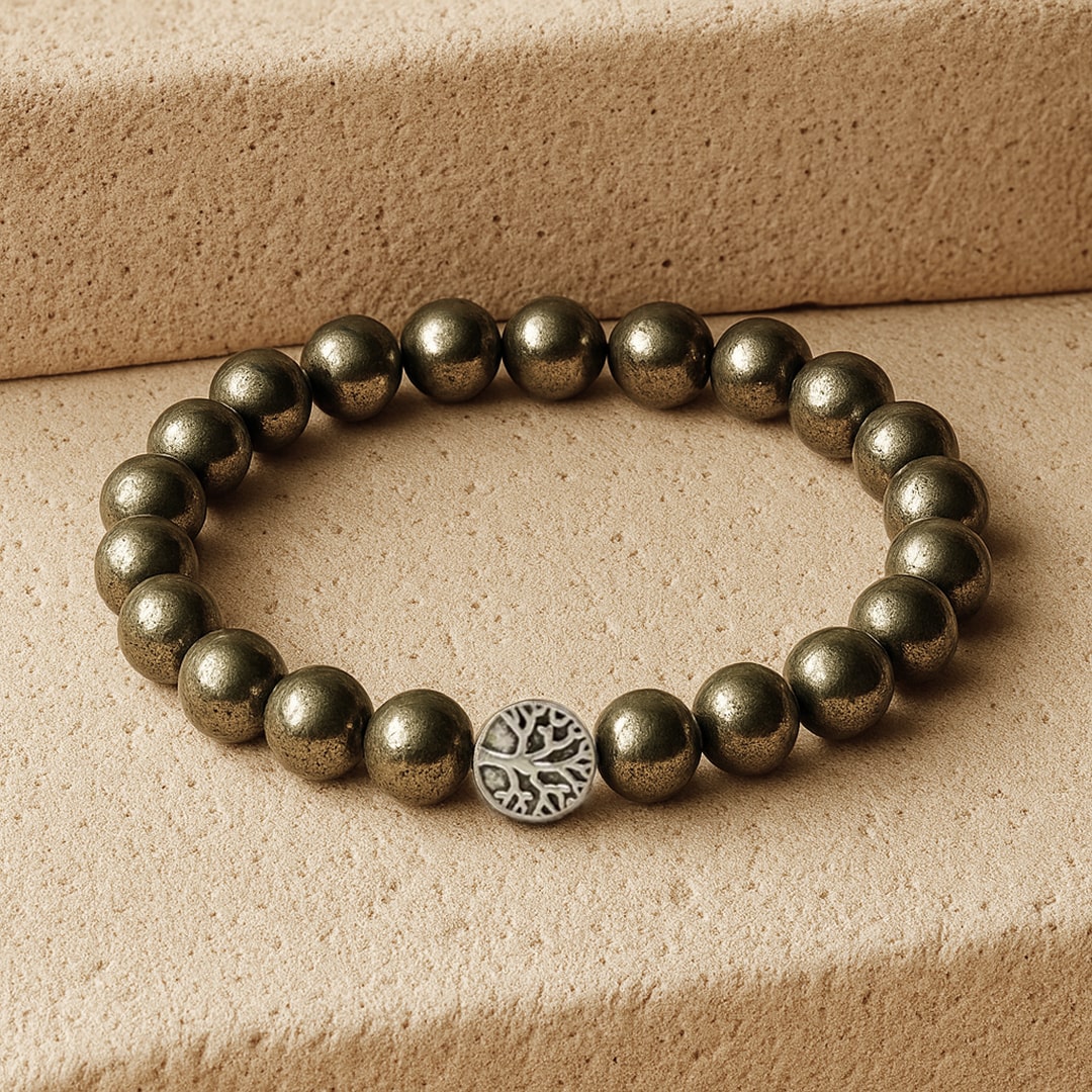Shield of Prosperity Bracelet in Pyrite