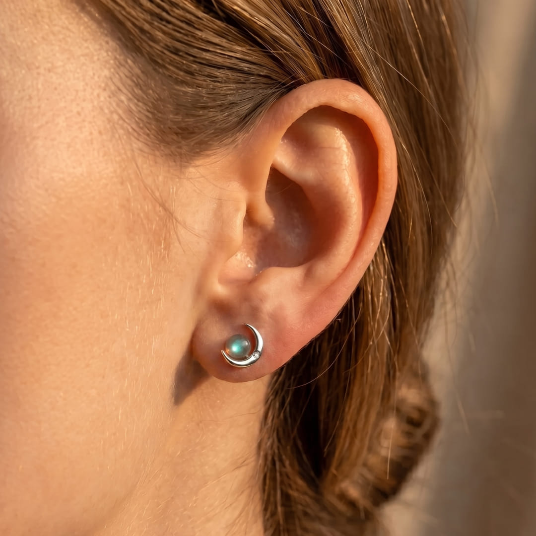 "Boreal Moons" Earrings in Labradorite