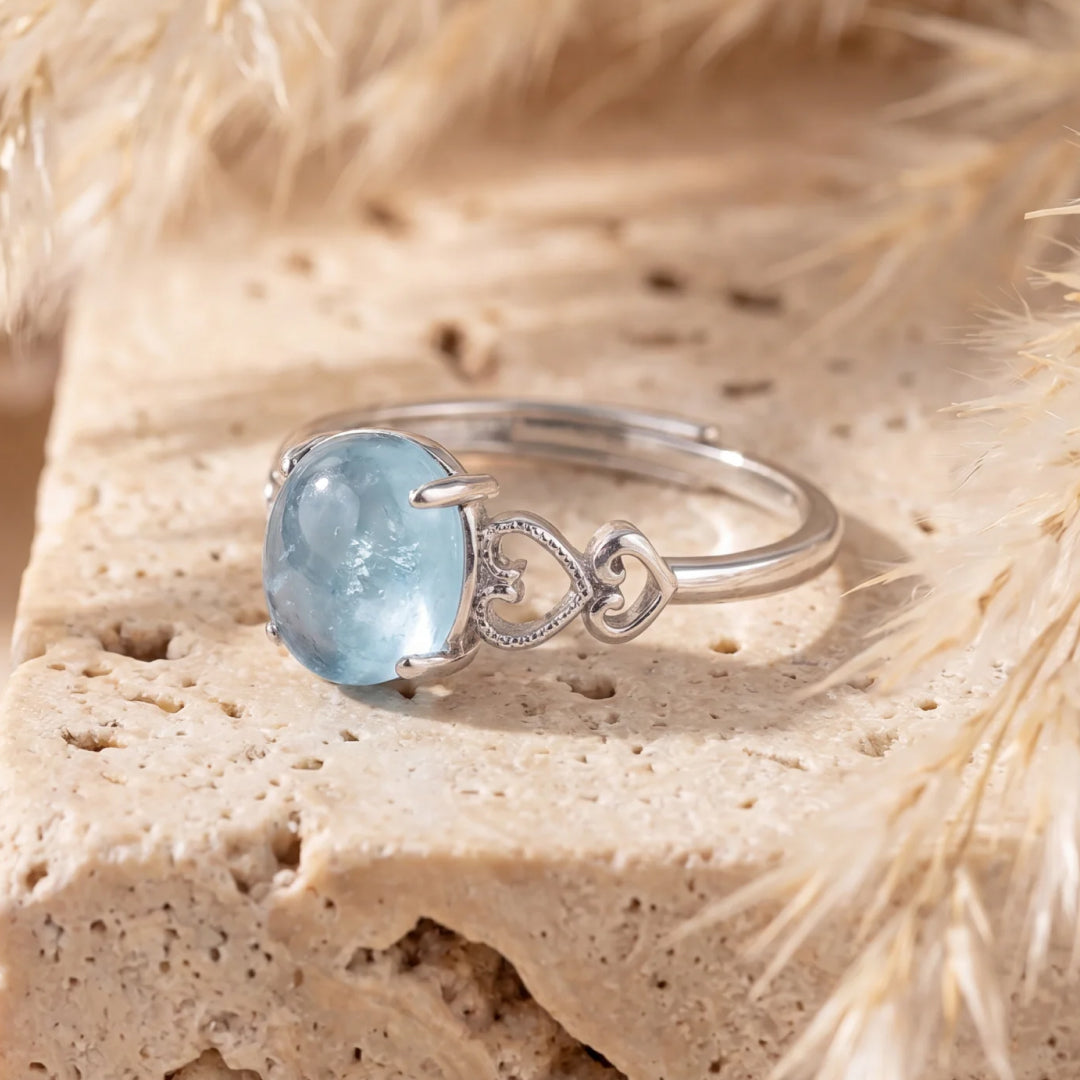 "Sea Crystal" Adjustable Ring in Aquamarine