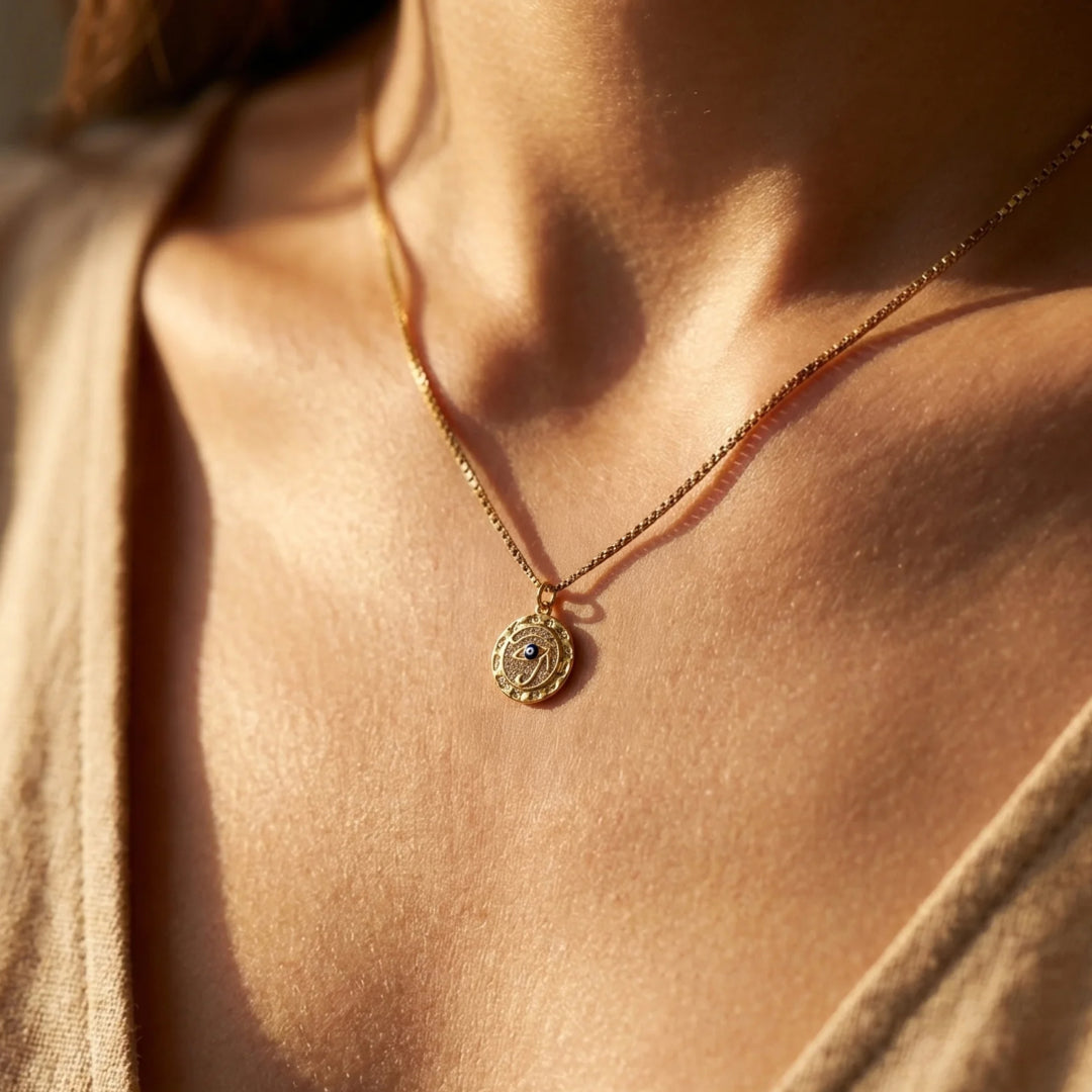 "Symbol of Protection" Gold Eye of Horus Necklace