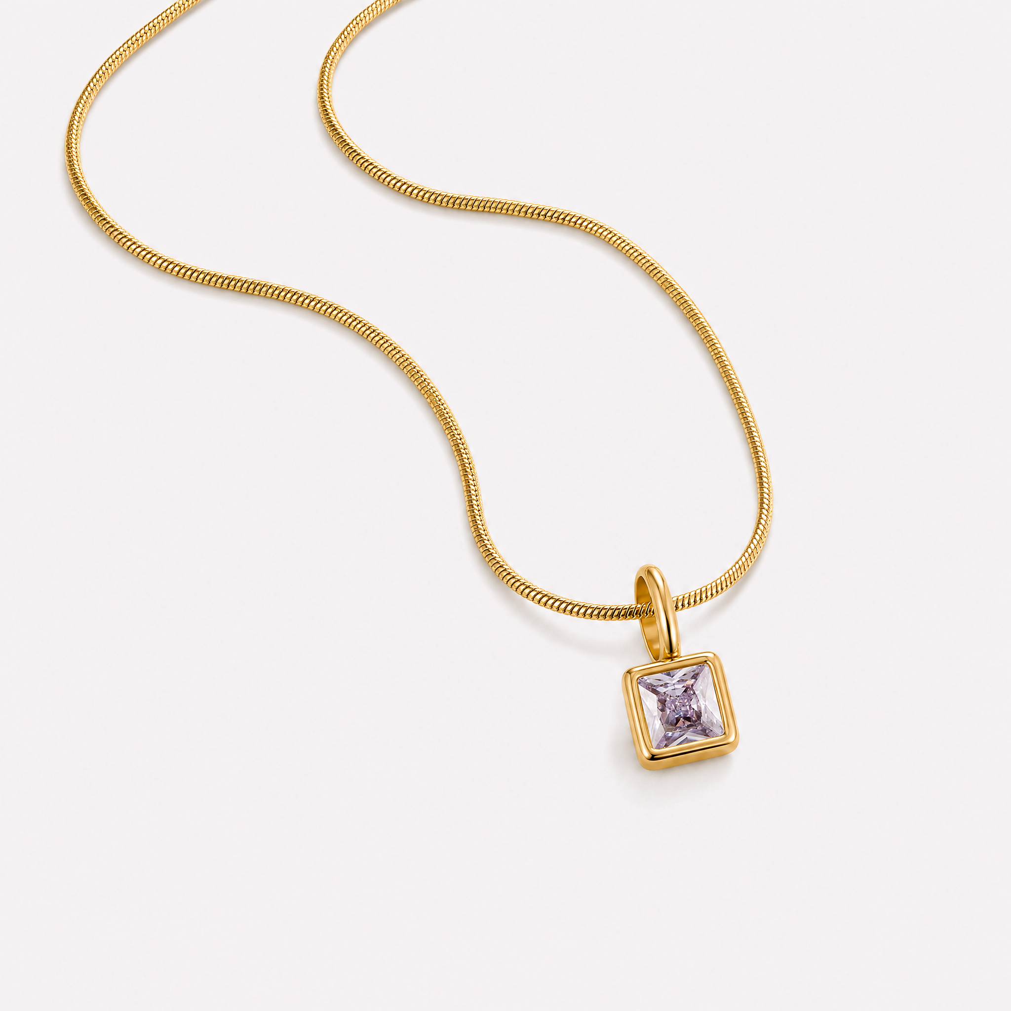 Benedetta Square Birthstone Necklace